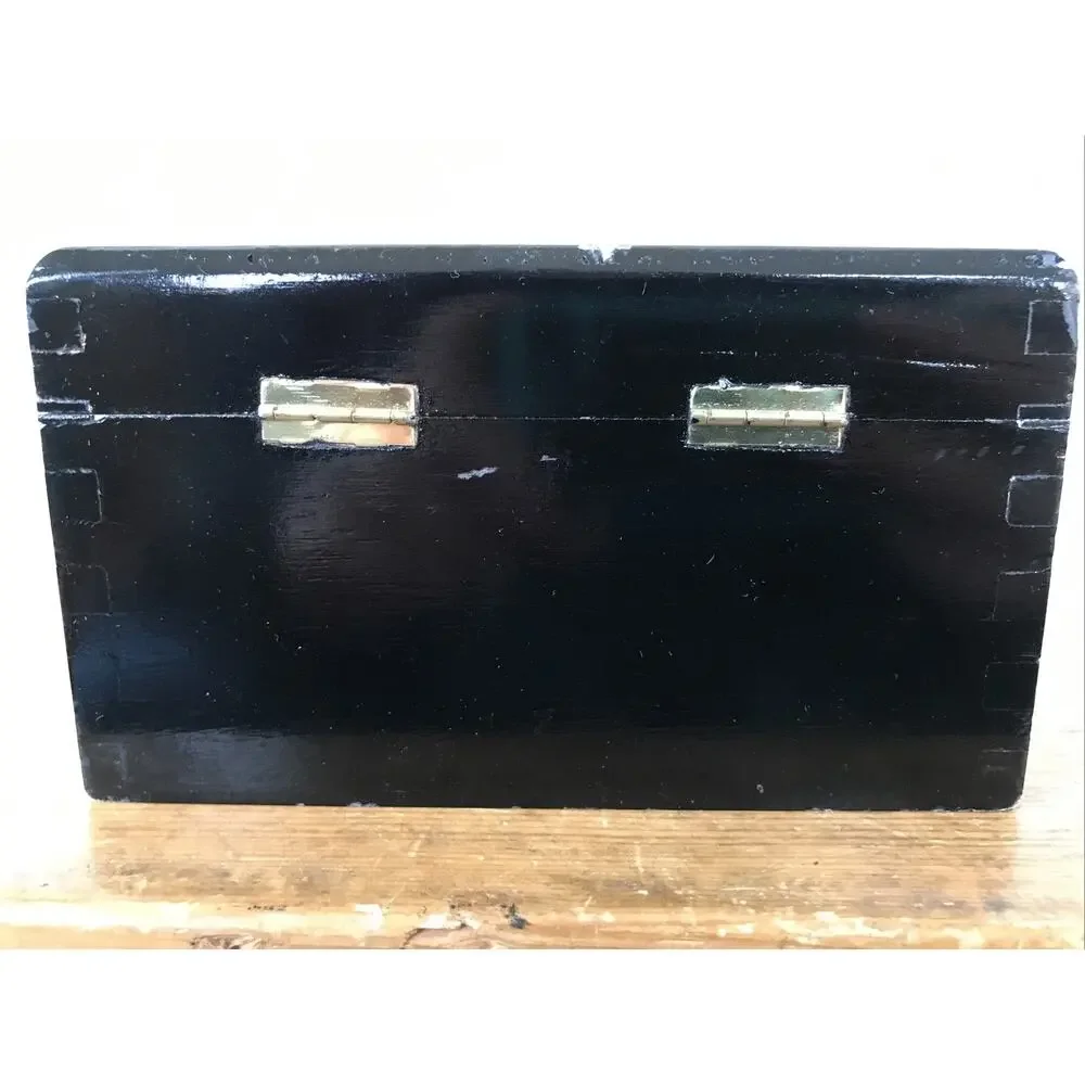 Vintage L'atelier Wooden Empty Black Painted 15 Sceau De Garantie Cigar Box